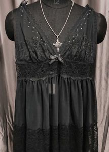 Elegant Black Lace Nightgown