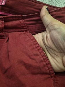 Maroon Cotton Shorts (length 32 cms)