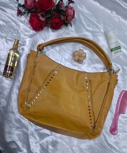 Stylish Yellow Leather Shoulder Bag