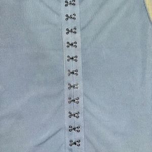 Blue Mini Dress with Hook &amp; Eye Detail