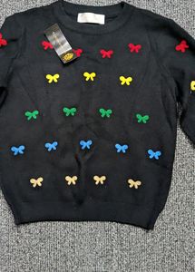 Black Embroided Woolen Top For Women