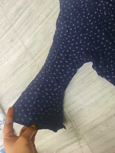 Chic Navy Polka Dot Bell Sleeve Top