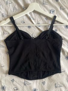 Sequin Embellished Black Corset Top