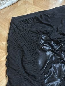 Elegant Black Ruched Dress with Embellished Waist