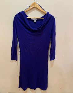 Blue Cowl Neck Dress
