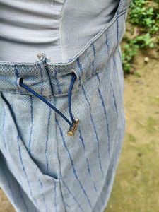 Aesthetic Pinstripe Denim Dungaree Overalls Dress