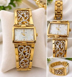 Elite women.s gold &amp; silver bangle watch