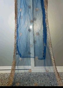 Exquisite Navy Blue Embroidered Gown