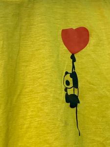 Cute Yellow T-Shirt with Heart Balloon Graphic