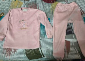 Adorable Pink Dino Fleece Cord set for 5-7 years