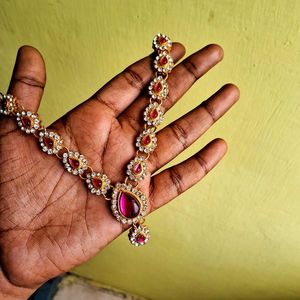 Elegant PINK And SILVER Stoned Jewellery Set