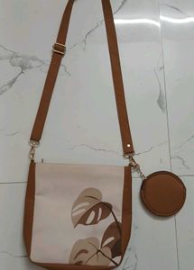 Stylish Leaf Print Crossbody Bag with coin Pouch