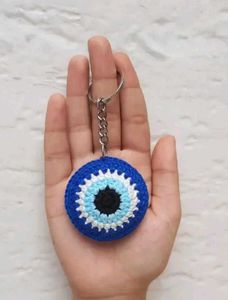 Evil Eye Crochet Keychain
