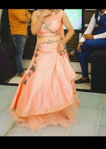 Designer Peach Lehenga Choli
