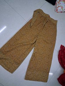 Stylish Yellow Printed Wide Leg Pants