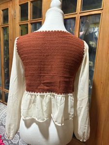 Boho Crochet Floral Peplum Blouse