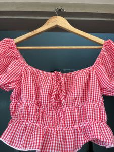 Shein Red Gingham Top