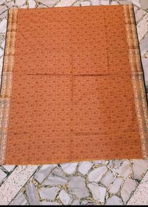 BANARASI Orange Floral Print Dress Material