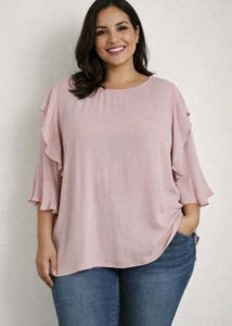 Dusty Pink Ruffle Sleeve Blouse