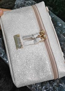Mac Sparkly Silver Cosmetic Bag