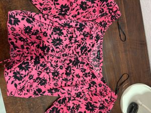 Pink Floral Off-Shoulder Ruched Top