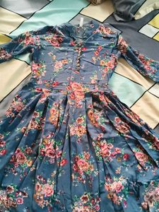 Beautiful Floral Print Ethnic Gown cum kurti top