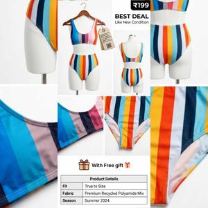 🎀BUY '1' GET '1' FREE Rainbow Striped Bikini Set