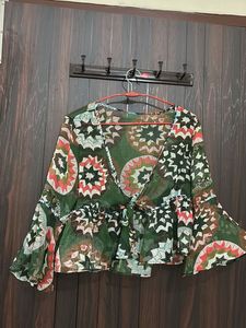 Bohemian Print Tie-Front Blouse
