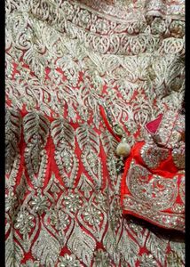 New Bridal Red Peach Lehenga With Dupatta