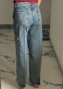 Women's charcoal Denim Cargo Pants