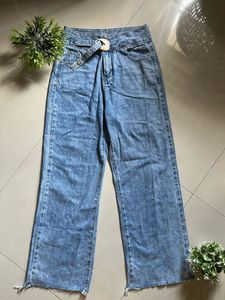 Wide Leg Jeans with Belt