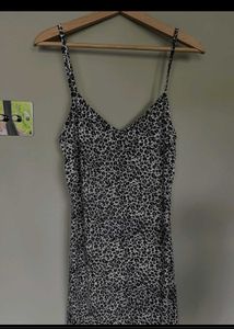 Leopard Print Slip Dress with High Slit