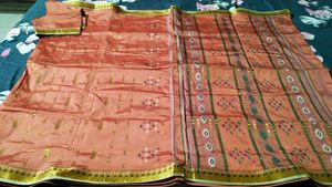 banarasi cotton silk sari with blouse