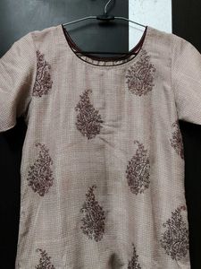 Light Beige Printed Kurta with pyjama