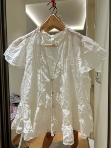 H&amp;M Chic White Puff-Sleeved Blouse(never worn)