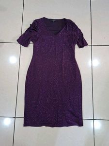 Sparkly Purple Ruched Dress