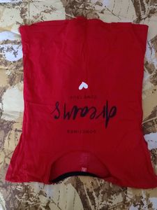 Night Dress Red T-shirt + Heart Pant Set