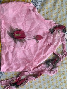 Pink Floral Print Top And Bottom