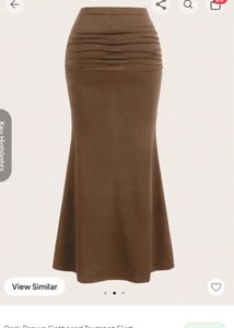Dark Brown Gathered Trumpet Skirt
