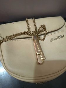 Cream Crossbody Bag with Gold Chain