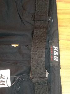 Black Cargo Jogger Pants with Belt