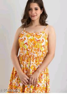 Yellow Floral Spaghetti Strap Dress