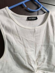 Sassafras White Twisted Crop Top
