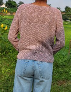 Chic Knitted Sweater with Floral Detail