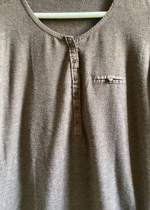 Brown Women's Long Sleeve Henley Top