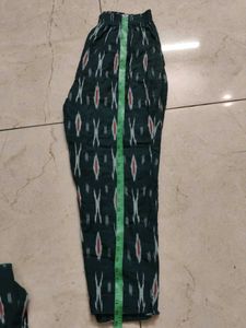 Ethnic Teal &amp; White Printed Kurta Set