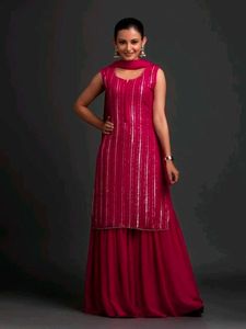 Elegant Pink Sequined Kurta Set