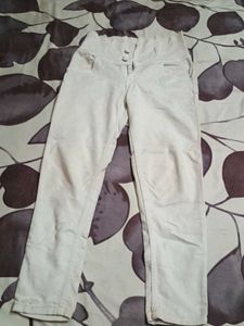 Cream High-Waist Pants