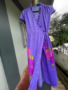 Purple Floral Wrap Dress