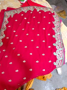 Beautiful Red Embroidered Saree 8 set